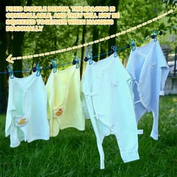 Reiswaslijn - Draagbare kledinglijn - Kleding drogen - Met 12 clips - 10-12 voet - Lichtblauw — thumbnail 4