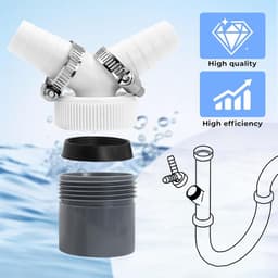 Wasmachine Dubbele Aansluiting - Y-Afvoer Adapter - Y Stuk Afvoer - inlaat 18-24 mm, afvoer DN40 Ø 40 mm - voor vaatwasser, droger, wasmachine — thumbnail 2