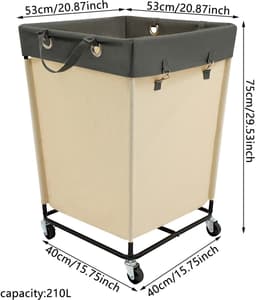 Calivari XXL Wasmand 210L op Wielen – Opvouwbare Wasmand – Premium Oxford Stoffen Laundry Basket – Lichtgeel — thumbnail 5