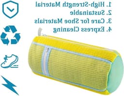 Schoenwaszakken voor wasmachine - 2 stuks, mesh waszakken voor sneakers, sportschoenen en canvas schoenen, 39 x 19 cm, geel — thumbnail 4