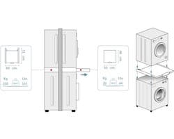 Wasmachine Droger Stapelaar - Apparaat Combinator - Ruimte Besparen - Uittrekbare Plank - 65x60x15cm