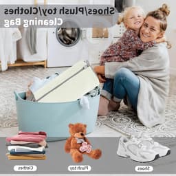2 x Dikke Waszakken voor Wasmachine, Wit, Herbruikbaar, Anti-deformatie, 360° Reiniging, Verborgen Rits, Geschikt voor Sportschoenen en Kleding — thumbnail 5