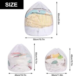 Allecto - 3-delige trekkoord waszak - waszakken met gaas - delicate was - 3 stuks - wasmachine - speelgoedopslag - geschikt voor babykleding — thumbnail 3