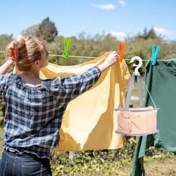 Grote Kledingknijpers Set van 60 Stuks in 4 Kleuren met Mand - Kleurige Plastic Knijpers voor Wasgoed en Papieren Handdoeken — thumbnail 4