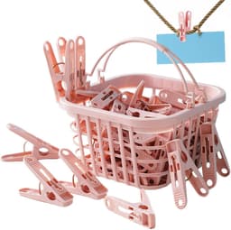 Kleine wasknijpers - Huishoudelijke klemmen - Kleding drogen - Windbestendig ontwerp - 30 stuks - Roze en blauw — thumbnail 1