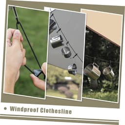 Kampeerwaslijn - Drogend touw - Kleding drogen - Niet-doorhangend ontwerp - 500 cm - Zwart — thumbnail 2