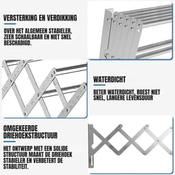 TIM® Wanddroogrek Inklapbaar - Wanddroogrek - Zilver ‎- 10cm x 42cm x 15cm; 1.14 kg — thumbnail 4