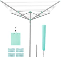 Draaibare waslijn - 60 meter - Staal en kunststof - Met beschermhoes - Geschikt voor 6 wasbeurten — thumbnail 1