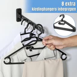 AHD®Wanddroogrek - Wanddroogrek Inklapbaar - Droogrek Muur - Wanddroogmolen - Zwart - 310cm x 33cm x 80cm — thumbnail 4