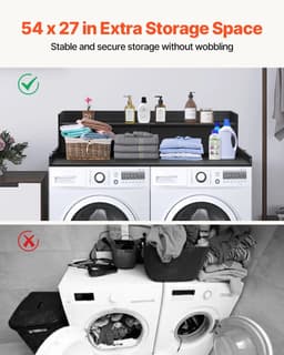 Golaro Wasdroger Werkblad - Aanrecht Wasruimte - Wasmachine Ombouwmeubel - Zwart met Lades en 2-laags Planken - Afdekplaat Ombouw — thumbnail 4