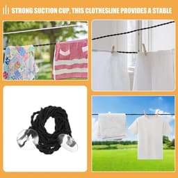 Elastische Waslijn - Droogtouwen Haken - Buiten Drogen - Draagbaar Ontwerp - 2 Pack - Zwart — thumbnail 3