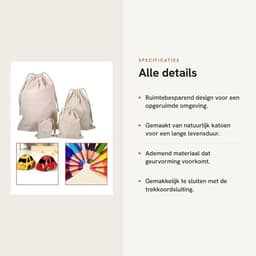 Dailygoods- Waszak Groot - Opbergtas - Waszakken voor Wasgoed - Multifunctioneel - Ademend - Katoen - 22 x 28 cm - Opbergzak — thumbnail 5