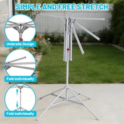 Dailygoods- Droogrek Uittrekbaar - Inklapbaar - Stabiel - Ruimtebesparend - 6 Vleugels - Voor Balkon/Binnen/Buiten - Wasrek — thumbnail 5