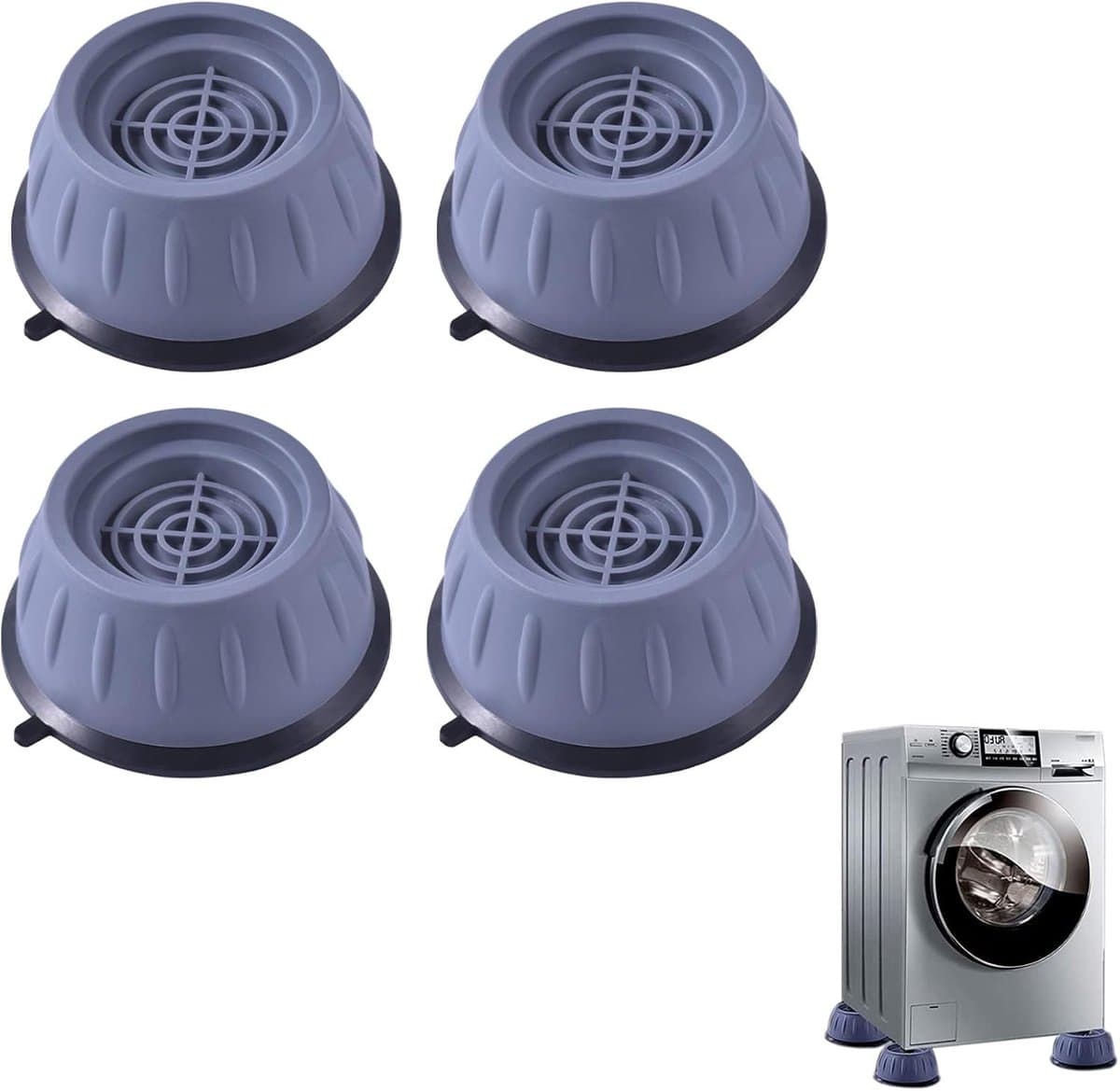 Wasmachine voetpad, 4-delige universele wasmachine rubberen voetpad met zuignap, antislip en geluiddempende wasmachine voetpad, geschikt voor drogers, wasmachines, vaatwassers — afbeelding 1