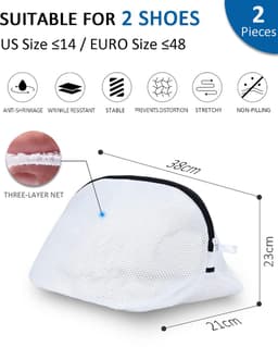 Ibenzoa® Wasnet schoenen, 2 stuks netschoenenzak, wasmachine met ritssluiting (38 x 21 x 23 cm), waszak, waszak, schoenwaszak, voor sneakers, sokken — thumbnail 3
