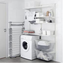 Thuys – Droogtoren 4 Verdiepingen – Droogtoren – Droogrek – Met 6 Wielen – 27m Drooglengte – 147 x 55 x 177cm – Grijs — thumbnail 5