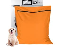 Waszak voor huisdieren - waszakje voor huisdieren - Grote waszakken voor huisdieren - voorkomt dat dierenhaar de wasmachine verstopt - voor honden , katten , paarden , konijnen - oranje kleur - 70*80 cm