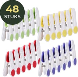 Gandria Wasknijpers 48 Stuks - Kunststof Wasknijpers - Set van 48 Plastic Knijpers - Wasrek Knijpers 10 Kg - 4 Kleuren — thumbnail 1