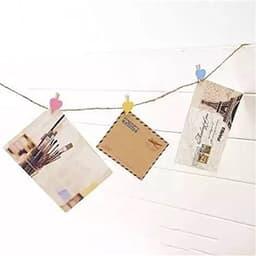 Mini Houten Wasknijpers Set - 50 Decoratieve Klemmen met 10 Meter Jute Koord voor Foto's en Creatief Handwerk — thumbnail 2