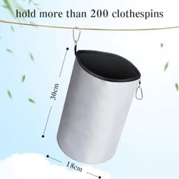 Kledingknijperzak met Sluitkoord - Opslag voor tot 200 Knijpers, Pennenzak voor Knijpers, Binnen- en Buitenopslag (Grijs, 2 Stuks) — thumbnail 4