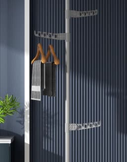 Telescopisch 3-Laags Vloer-tot-plafond Spanrek - Kledingrek - Droogrek - Opbergrek - Voor Thuis - Balkon - Kantoor - 110-310 cm — thumbnail 4