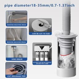 Afvoerplug wasmachine - Rfdichtring - toepasbare buisbinnendiameter 70-75 mm - Aftapplug - Rioolafdichtingen - Afvoerplug afdekking vloer - afvoerbuis afdichting - anti-geur afvoerafdichting - met deksel - voor thuis, keuken en badkamer - grijs — thumbnail 2