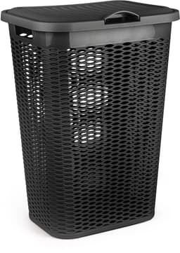 Wasmand Ventilation - met deksel - 2x stuks - zwart en roze - 50 liter - 61 x 43 cm — thumbnail 2