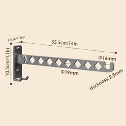 Wandgemonteerd kledingrek, opvouwbaar kledingrek met 8 stangen, 180° draaibaar droogrek van roestvrij staal voor badkamer, balkon, slaapkamer (Wit) — thumbnail 2
