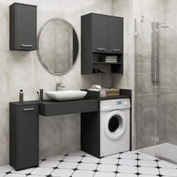 Wasmeubel voor Wasmachine en Wasdroger - Ruimtebesparend en Modern Design - 64 cm Grafietgrijs — thumbnail 2