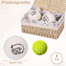 Goodivery® - Droogballen - Aroma Diffuser - Wol Drogerballen - Pakket van 8 Droogballen - 8 cm - 100% Natuurlijke, Chemicaliënvrije Droogbal - 29x16x8cm - Wit — thumbnail 4