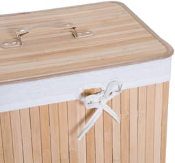 Pugsdrly Smalle wasmand met deksel 72 l Wasmand met handgreep, uitneembare waszak, wasbox voor wasruimte slaapkamer badkamer natuur — thumbnail 5
