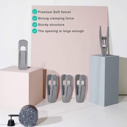 20 Stuks - Fluwelen hangers clips - antislip fluwelen clips - voor kostuum, broek, rok hanger - sterke vingerclips - voor dunne flock hangers - Grijs — thumbnail 5