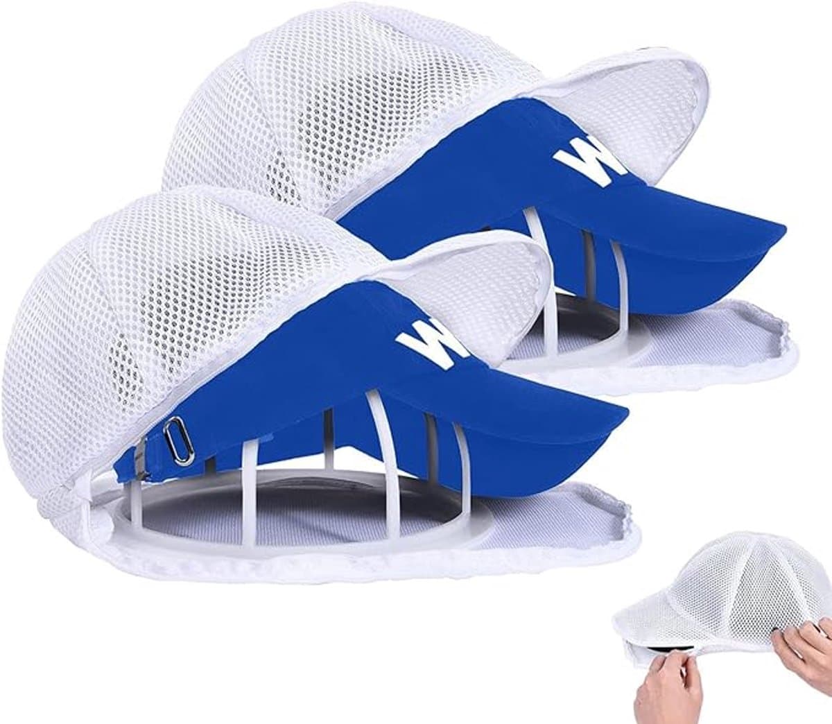 2 stuks - waszak voor baseballpetten - alleen voor de wasmachine - anti-vervormingswaszak - waszak voor huishoudelijke petten - 34 cm x 25 cm — afbeelding 1