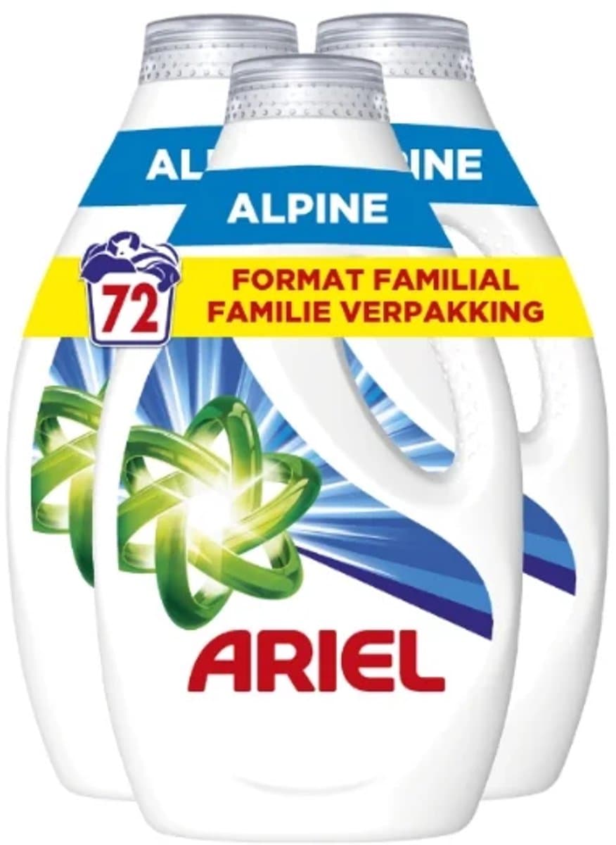Ariel Vloeibaar Wasmiddel Alpine 3X1080 ml (3X24 Wasbeurten) — afbeelding 1