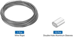 Allecto Plus - Roestvrijstalen kabel 1,2 mm met vinylcoating en 10 aluminium hulzen - Waslijn Optillen Transparant 304 RVS — thumbnail 3