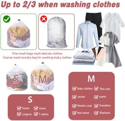 IMPERATORIS® Waszakjes voor Wasmachine - Bescherming voor Fijne Was en Schoenen - Mesh Wasnet met Rits - Voorkomt Slijtage - Set van 2 - Wit - 30 x 40 cm en 40 x 50 cm — thumbnail 3