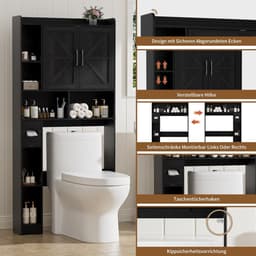 Wasmachinekast met Dubbele Deur en Open Nissen voor Badkamer en Bijkeuken — thumbnail 5