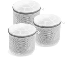 3-delige waszak - ondergoedwaszak - wasnet - waszakjes met rits - 15*17cm - polyestervezel - wit