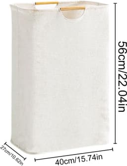 OKWISH Wasmanden - Opvouwbare Wasmand Wasmand Laundry Basket Stoffen Wasmand Met Hengsel Voor Slaapkamer En Badkamer, Grote Wasmand, Oxford-Stof, Wit — thumbnail 2