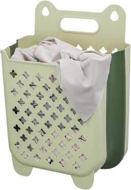 Hangende wasmand - Opvouwbare wasmand - Wandgemonteerde opvouwbare wasmand geschikt voor badkamer en douche - Kledingopbergmand - Groen - 29×16×38 cm — thumbnail 1