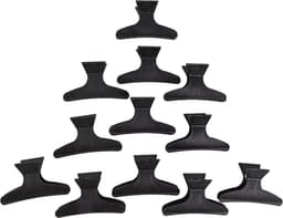 Afscheidingsklemmen vlinder – haarklemmen voor kappers, haarspelden, kappersbenodigdheden, klemmen, haarkniphulp, haarclips – 12 stuks, zwart, 8 cm — thumbnail 1