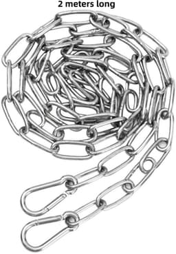 1 stuk - Waslijn - Waslijn van roestvrij staal 304 - Hangmatketting - Schommelketting voor op de veranda - Robuuste waslijn voor buiten - Waslijn van 2 meter - Geschikt voor accessoires voor hangstoelen en het drogen van kleding (zilver) — thumbnail 5