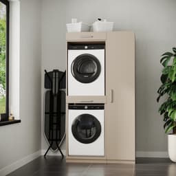Wasophoogte® Wasmachine Kast New York - Wasmachine verhoger - Wasmachine ombouw - 700(D)*1115(B)*2110(H) mm - Taupe — thumbnail 5