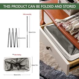Slanke wasmand op wielen met standaard, opvouwbare waterdichte sorteermand op wielen, hoge en smalle vuilwasmand, huishoudmand, hoekprullenbak — thumbnail 2
