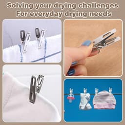 Wasknijpers Sterk - Kledingklemmen Metaal - Kleding Drogen - Roestvrij Staal - 50 Stuks - Zilver — thumbnail 3