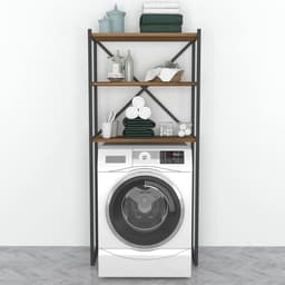 Ombouwkast voor wasmachine 160x66x34 cm met zwarte en walnootkleurige afwerking — thumbnail 4