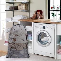 Allecta - Set van 2 wasnetzakken 60 x 90 cm voor kleding, dekbedovertrek en speelgoed - Grote waszak met trekkoord voor opslag en reizen - Ideaal voor slaapzaal gebruik — thumbnail 2