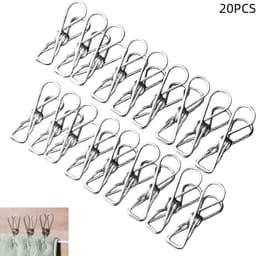 20 stuks - Multifunctionele winddichte wasknijpers - kledingrek van roestvrij staal - duurzame metalen klemmen - voor kleding, handdoeken en wasgoed - 4.5×1.2×2.4cm - zilver — thumbnail 1
