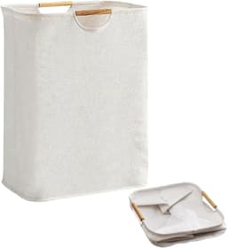 Waterdichte wasmand -36L speelgoedwasmand - Opbergmand voor vuile was - Kleine opvouwbare wasmand - Met versterkte houten handgreep -Voor wasgoed, badkamer (lengte 40 cm) — thumbnail 1