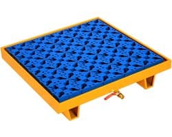 Lekbak met Afvoer - Olie Opvangbak - Garage Werkplaats - Robuust Metalen Platform - 65 x 65 x 15 cm